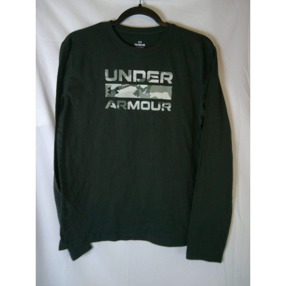 Under Armour‎ Long Sleeve T Shirt Kids YXL Camo Logo Green Athleisure